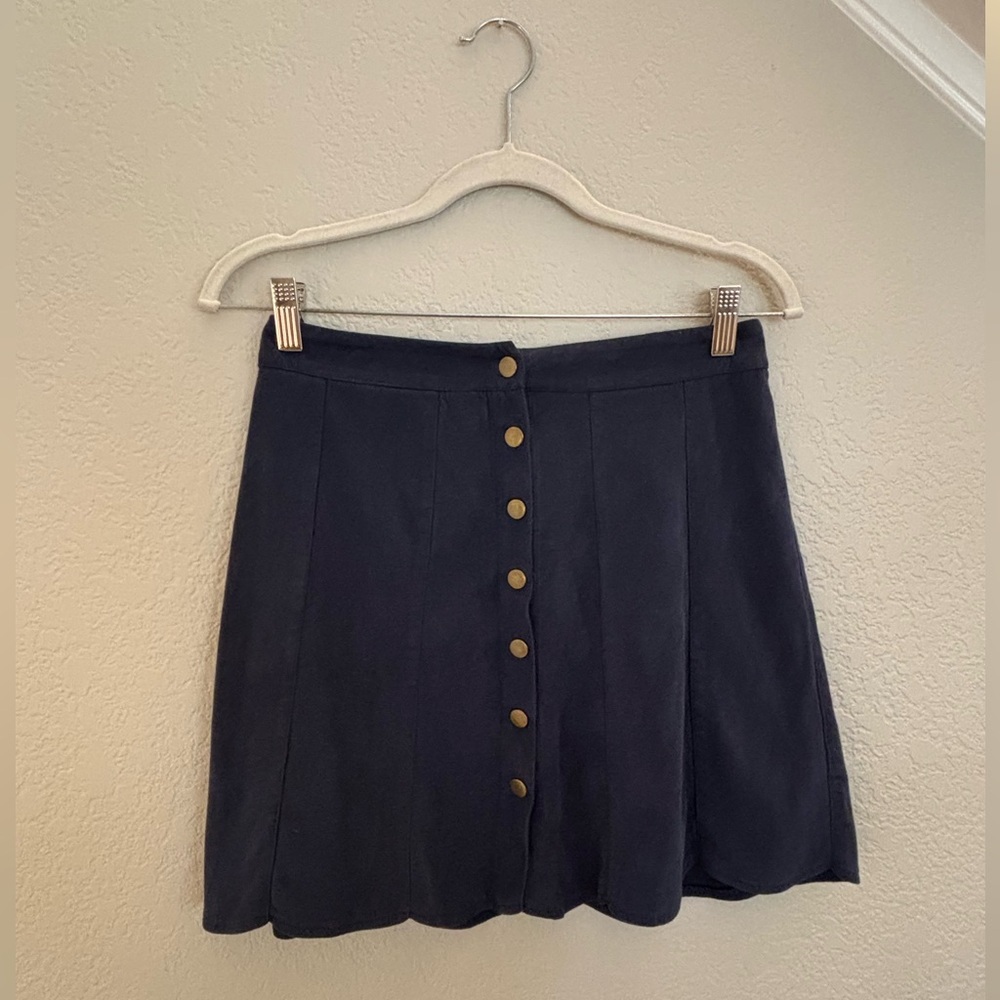 Evenuel suede button mini skirt